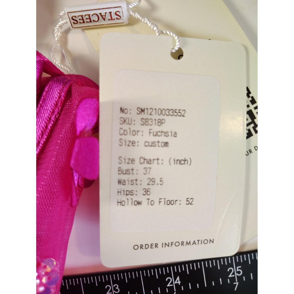 Stacees Fuchsia Satin 3D Floral Corset Gown S8318P Prom Formal Dress Custom Size - Picture 4 of 5